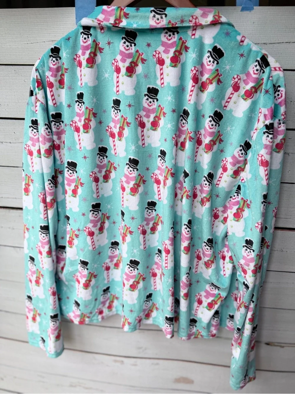 Holiday Time Mint Snowman Candy Cane Pajama Set